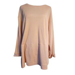 Pure Jill Large Pink Pullover Top 100% Cotton, Long Sleeve Front Pockets J. Jill